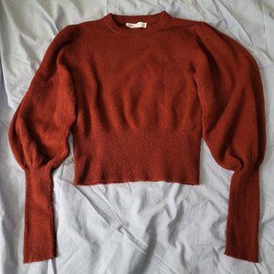 Zara Red Cropped Puff Sleeve Sweater